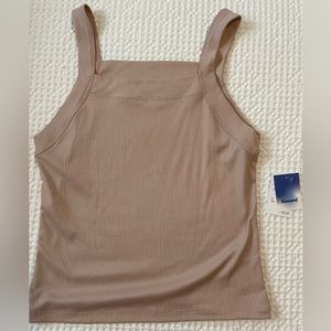 Blush, ribbed, square neck tank